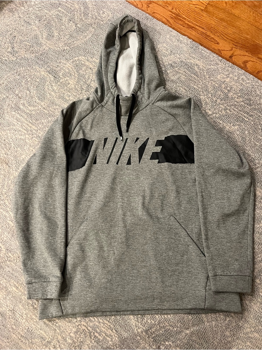 Nike Gray Hoodie with Black Chest Logo